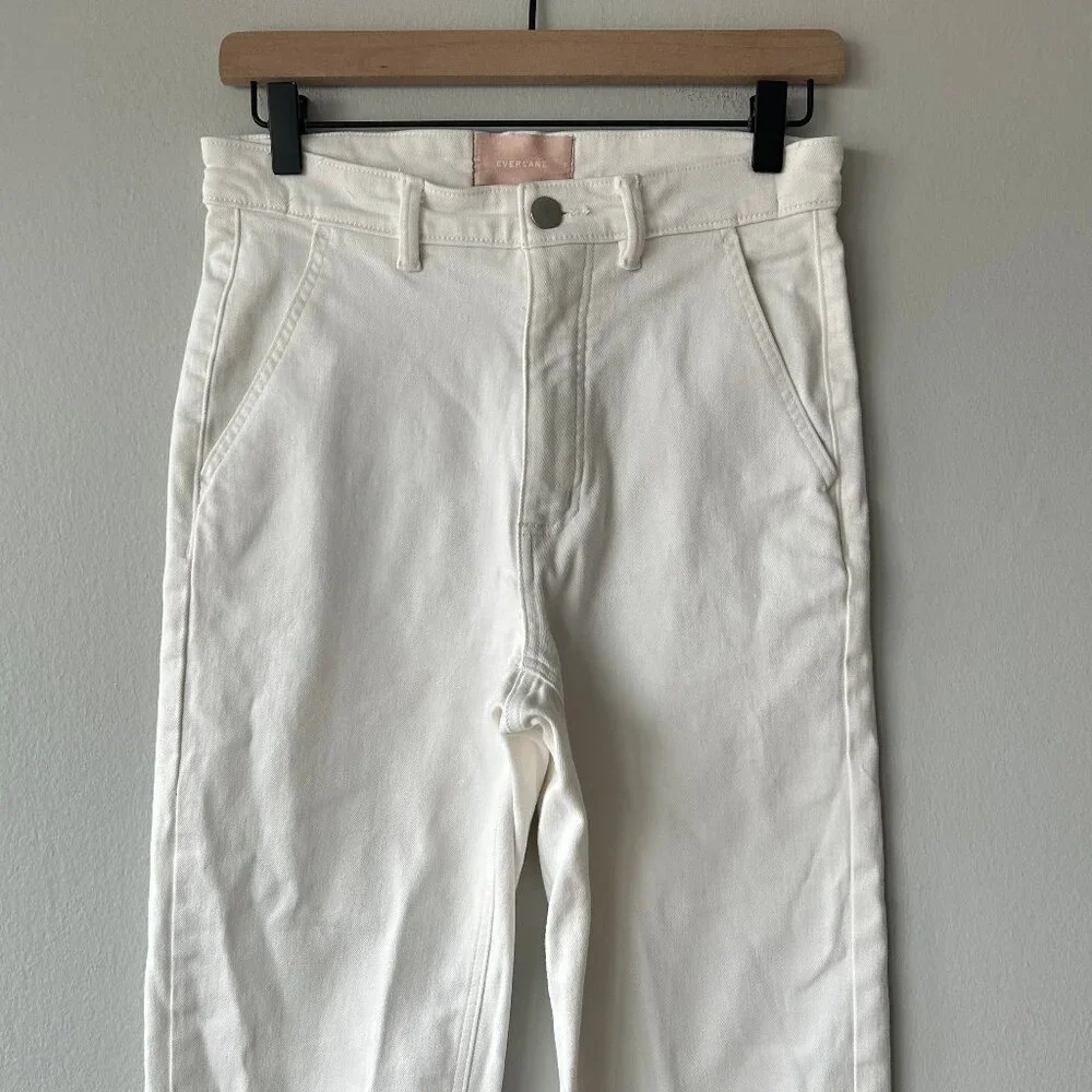 Everlane The Straight Leg Crop Pants Bone White Women's Size 6 - Picture 5 of 12